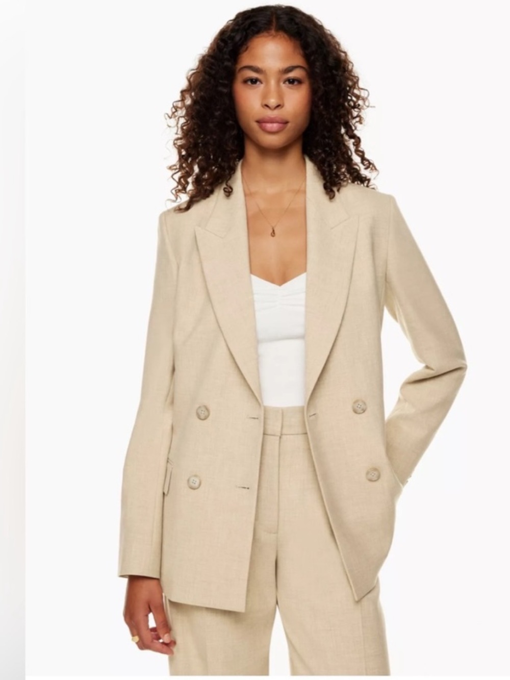Wilfred Destiny Blazer Womens 00 Beige Double Breasted Aritzia Professional